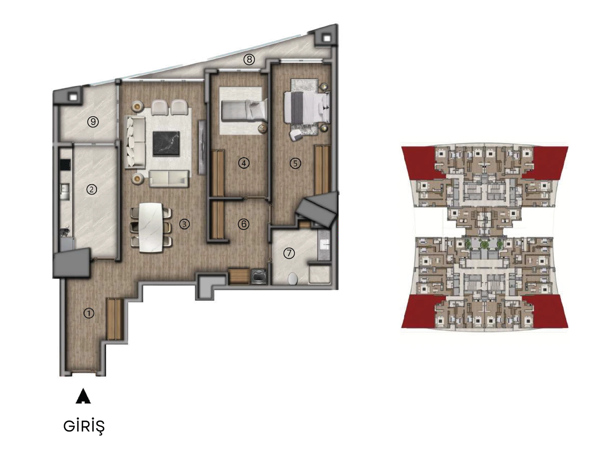 2+1 A Tipi kat planı