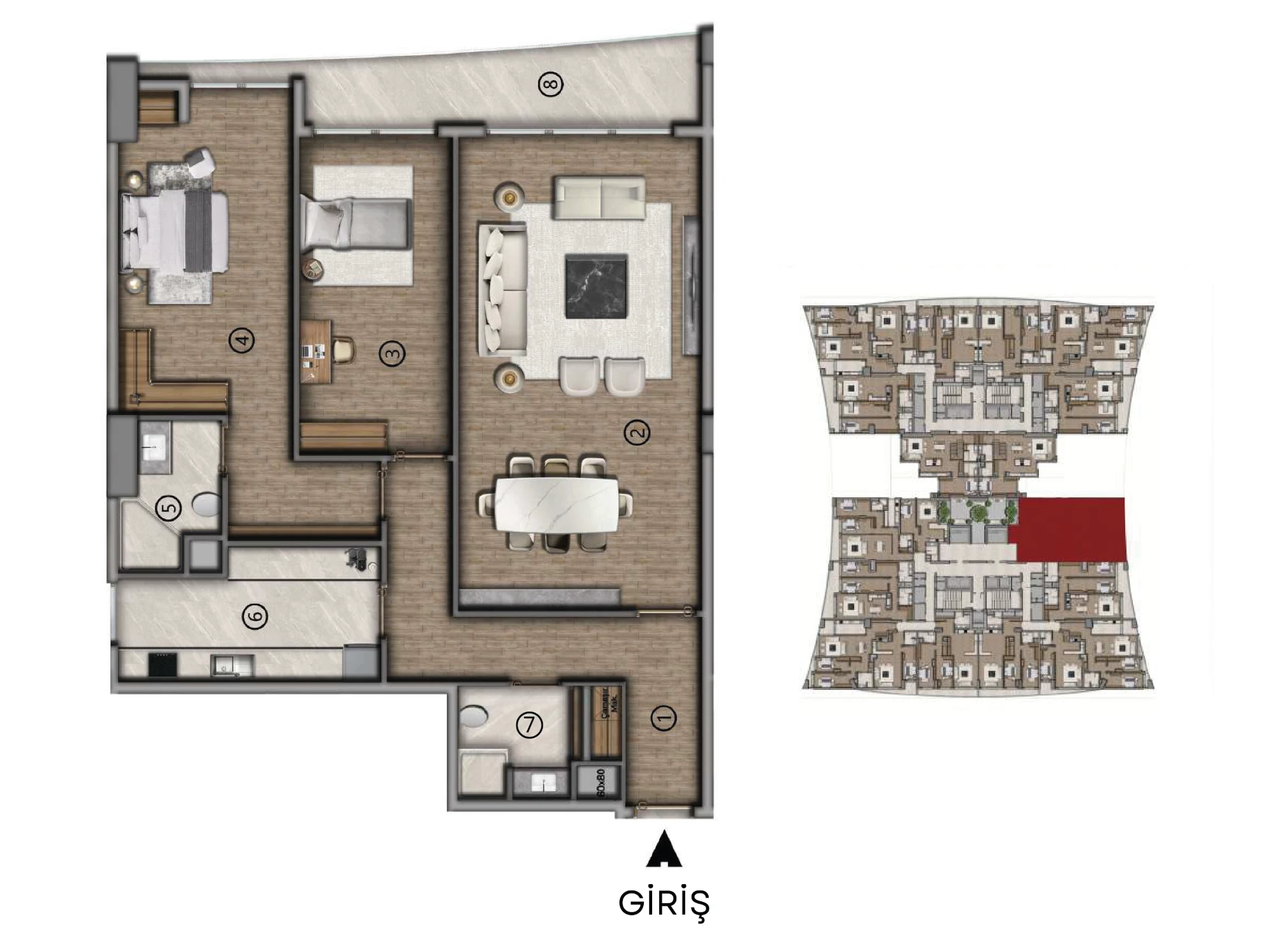 2+1 B Tipi kat planı