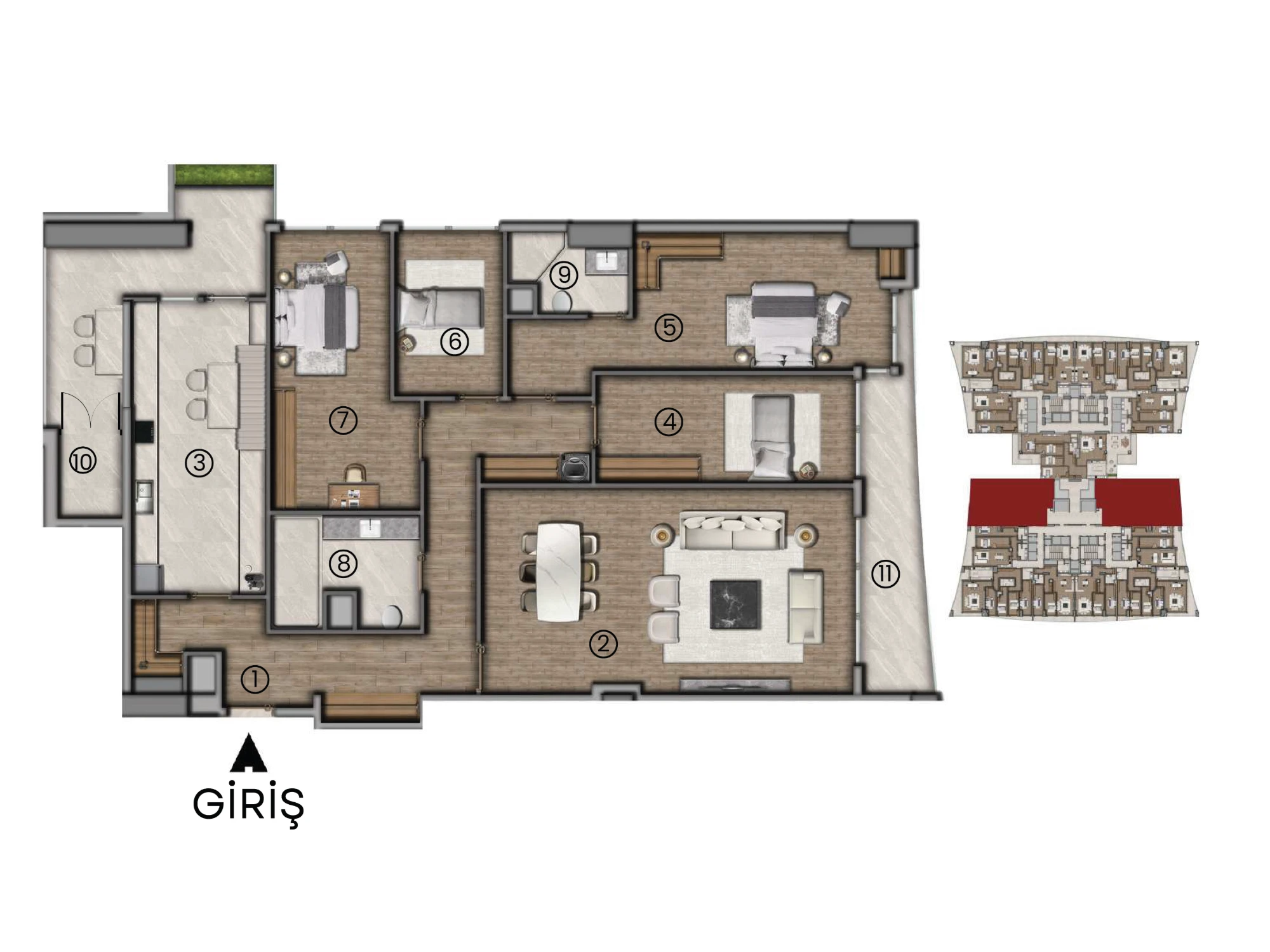 4+1 A Tipi kat planı