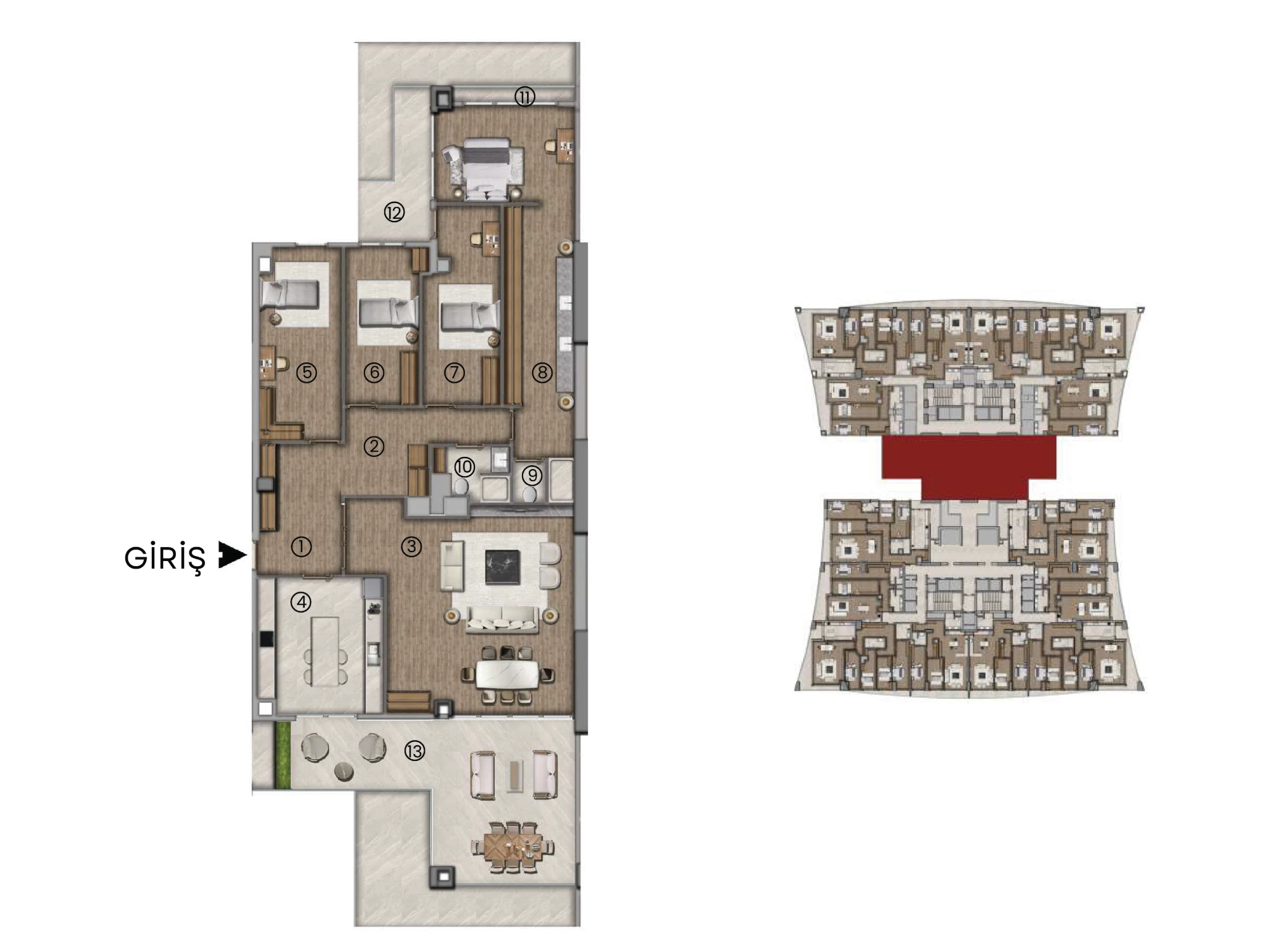 4+1 B Tipi kat planı